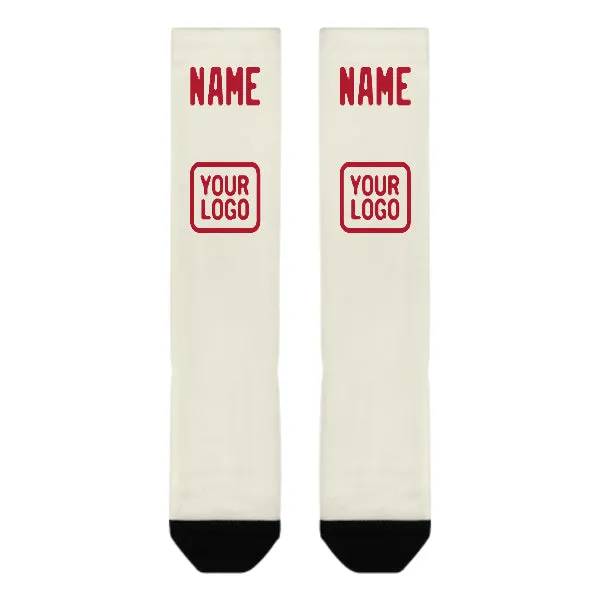 Custom Cream Red Knee-High Sock sold by Tailorly product image thumbnail 2