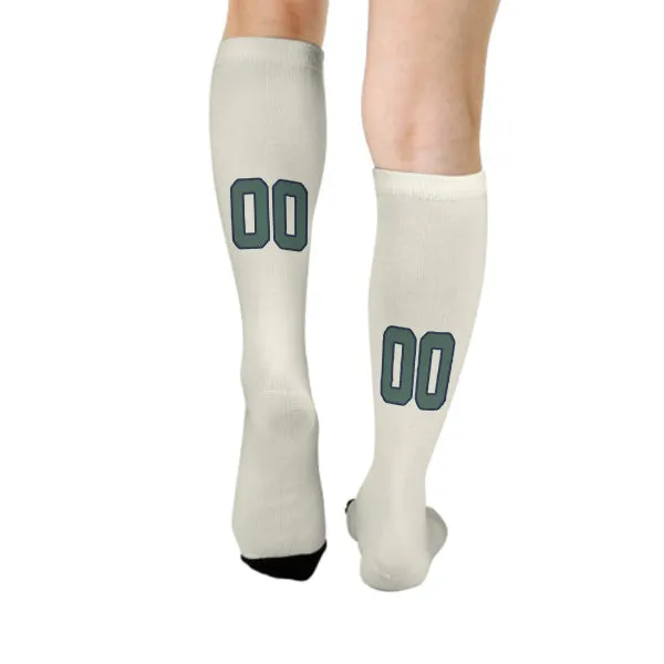 Custom Cream Blue Green Knee-High Sock sold by Tailorly product image thumbnail 4