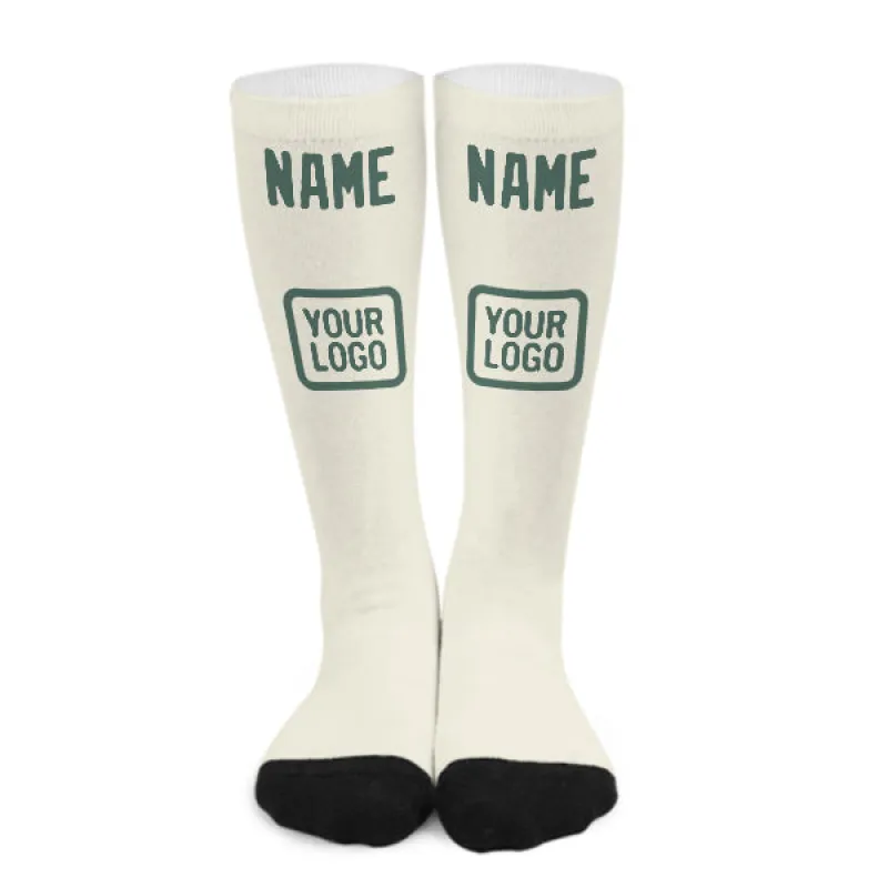 Custom Cream Blue Green Knee-High Sock sold by Tailorly