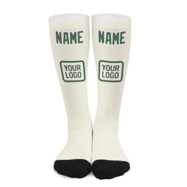 Custom Cream Blue Green Knee-High Sock sold by Tailorly