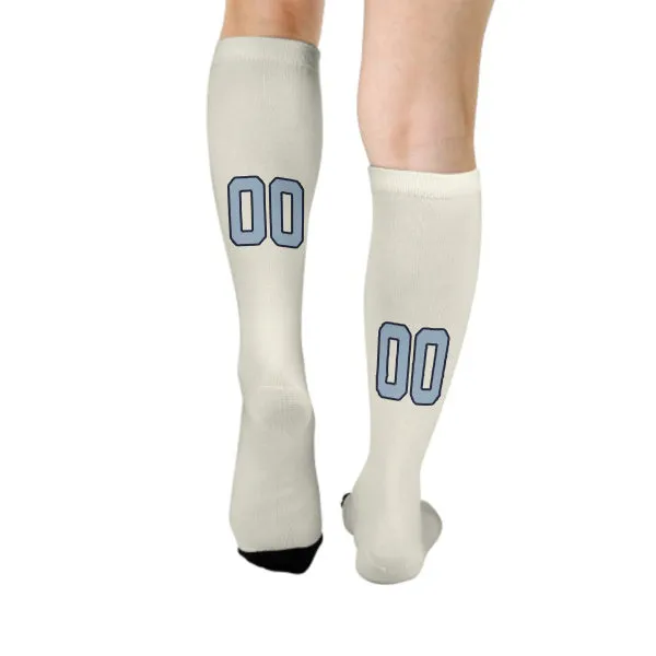 Custom Cream Light Blue Knee-High Sock sold by Tailorly product image thumbnail 4