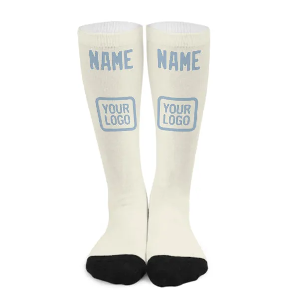 Custom Cream Light Blue Knee-High Sock sold by Tailorly