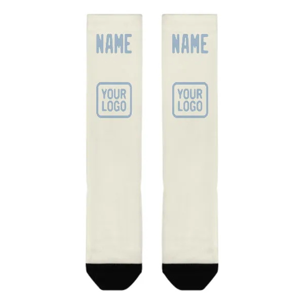 Custom Cream Light Blue Knee-High Sock sold by Tailorly product image thumbnail 2