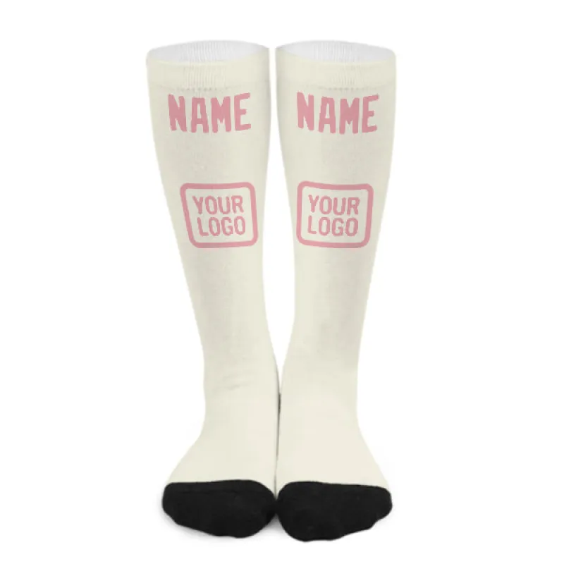 Custom Cream Light Pink Knee-High Sock sold by Tailorly
