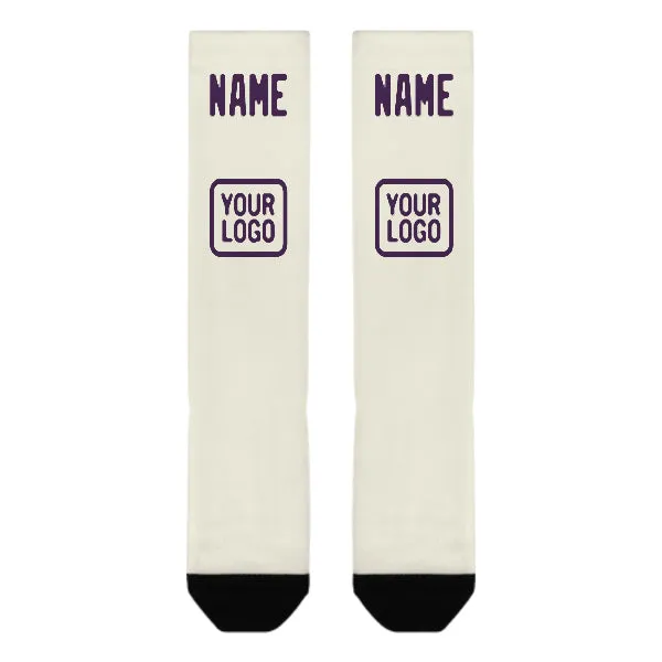 Custom Cream Purple Knee-High Sock sold by Tailorly product image thumbnail 2