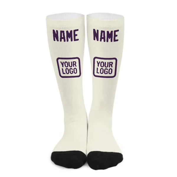 Custom Cream Purple Knee-High Sock sold by Tailorly