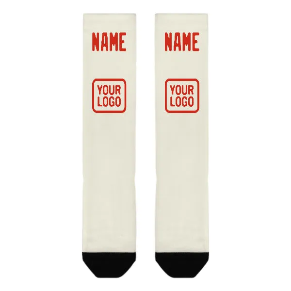 Custom Cream Orange Red Knee-High Sock sold by Tailorly product image thumbnail 2