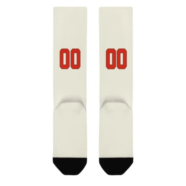 Custom Cream Orange Red Knee-High Sock sold by Tailorly product image thumbnail 3