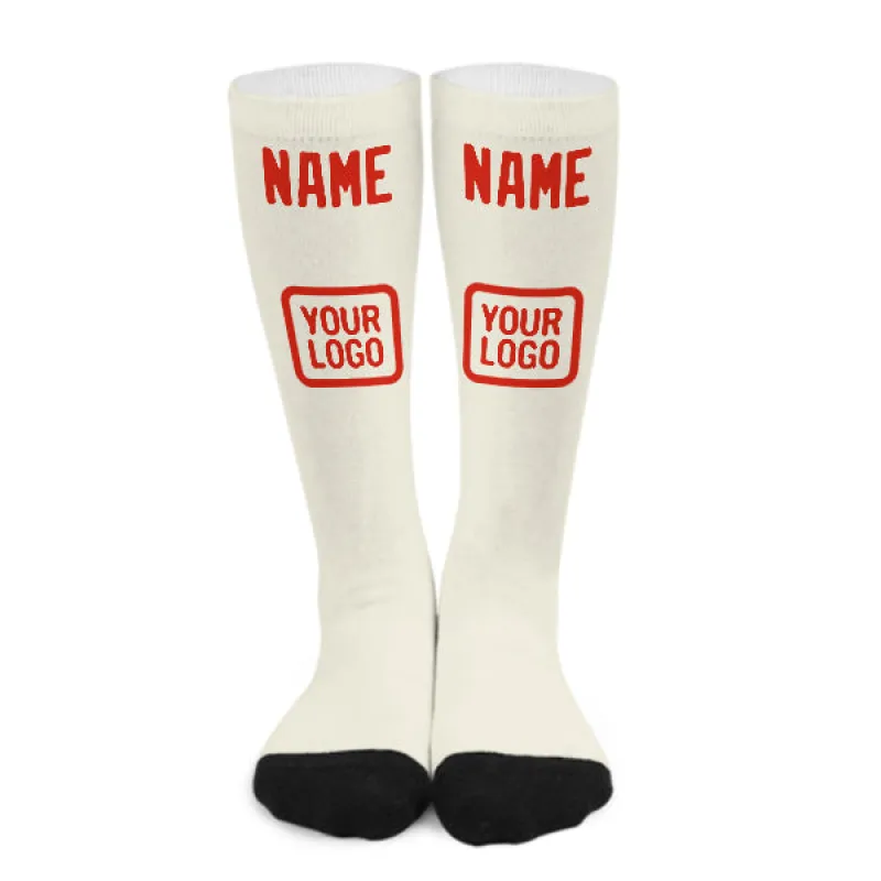 Custom Cream Orange Red Knee-High Sock sold by Tailorly