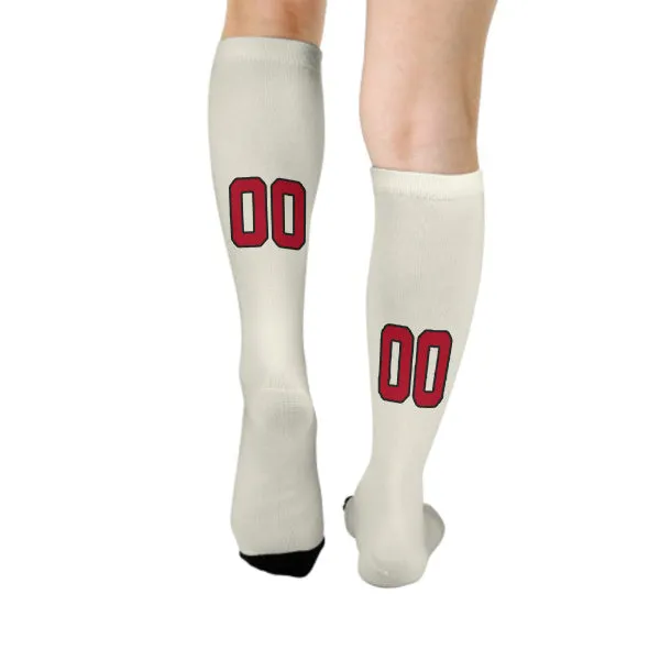 Custom Cream Red Knee-High Sock sold by Tailorly product image thumbnail 4