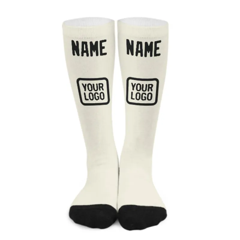 Custom Cream Black Knee-High Sock sold by Tailorly