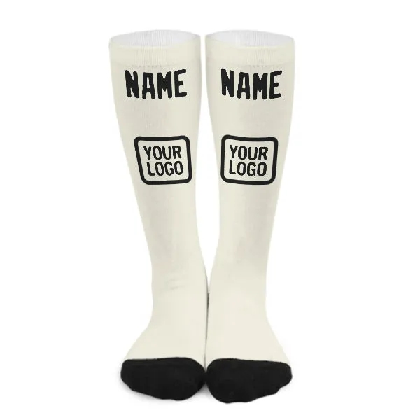 Custom Cream Black Knee-High Sock sold by Tailorly