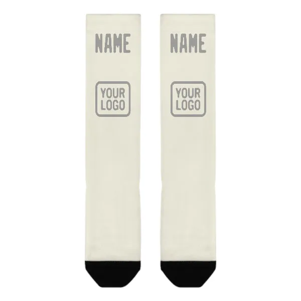 Custom Cream Gray Knee-High Sock sold by Tailorly product image thumbnail 2