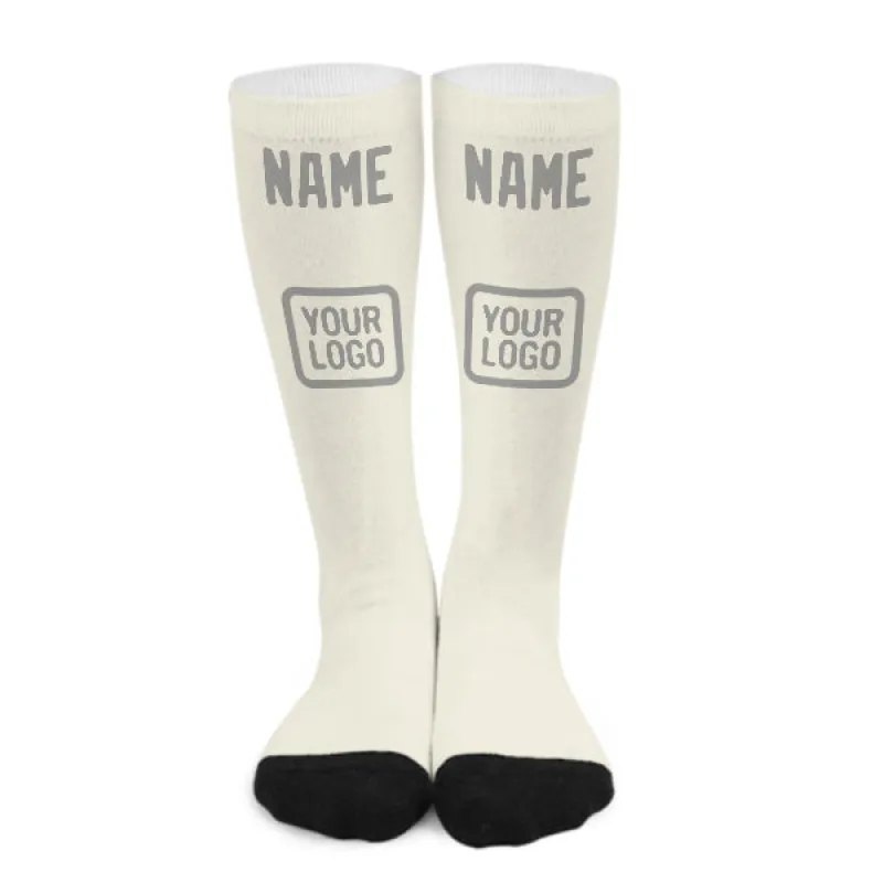 Custom Cream Gray Knee-High Sock sold by Tailorly