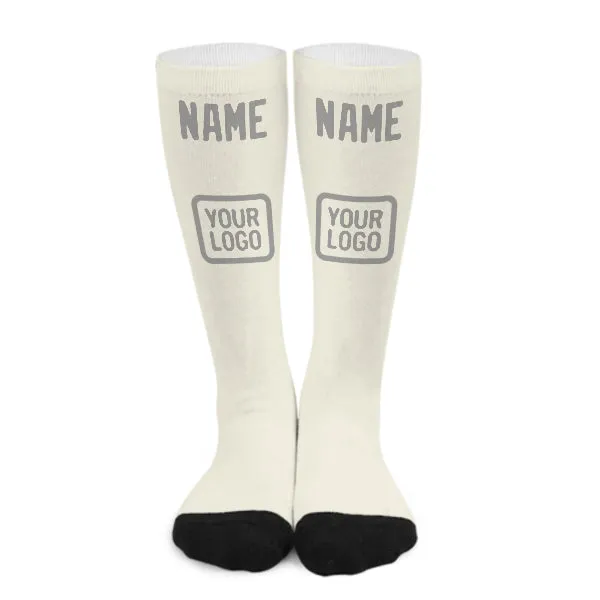 Custom Cream Gray Knee-High Sock sold by Tailorly
