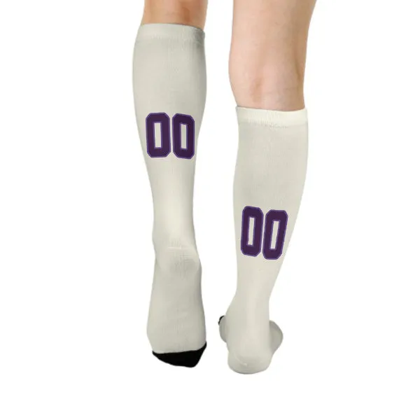 Custom Cream Purple Knee-High Sock sold by Tailorly product image thumbnail 4