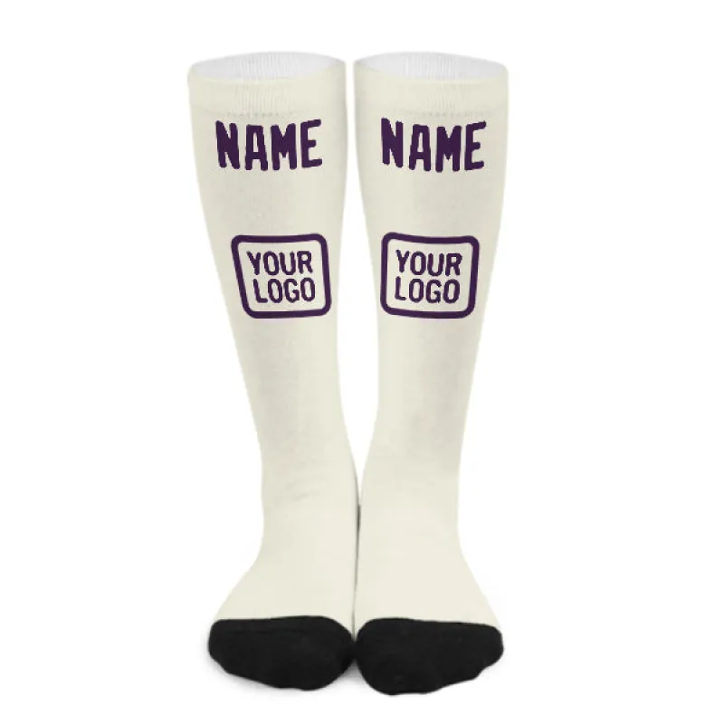 Custom Cream Purple Knee-High Sock sold by Tailorly