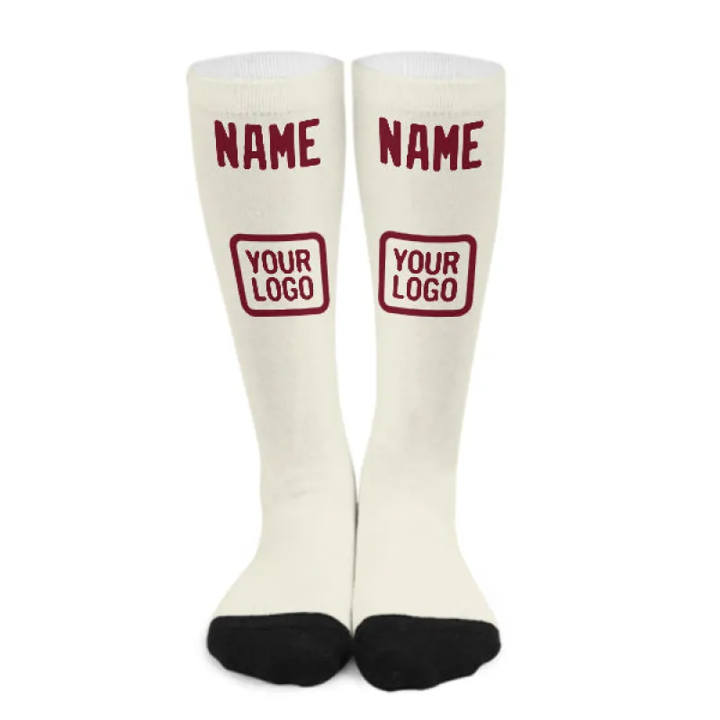 Custom Cream Crimson Red Knee-High Sock sold by Tailorly