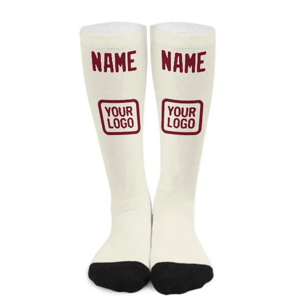 Custom Cream Crimson Red Knee-High Sock sold by Tailorly
