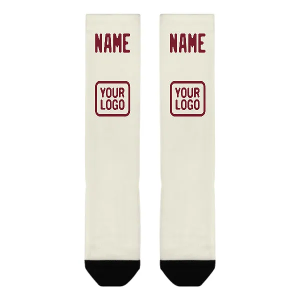 Custom Cream Crimson Red Knee-High Sock sold by Tailorly product image thumbnail 2