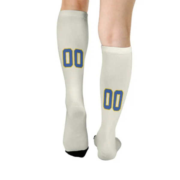 Custom Cream Sky Blue Knee-High Sock sold by Tailorly product image thumbnail 4