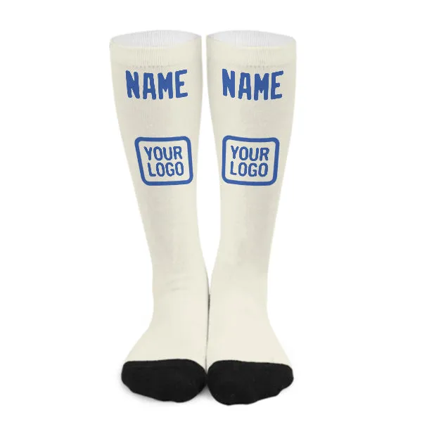 Custom Cream Sky Blue Knee-High Sock sold by Tailorly