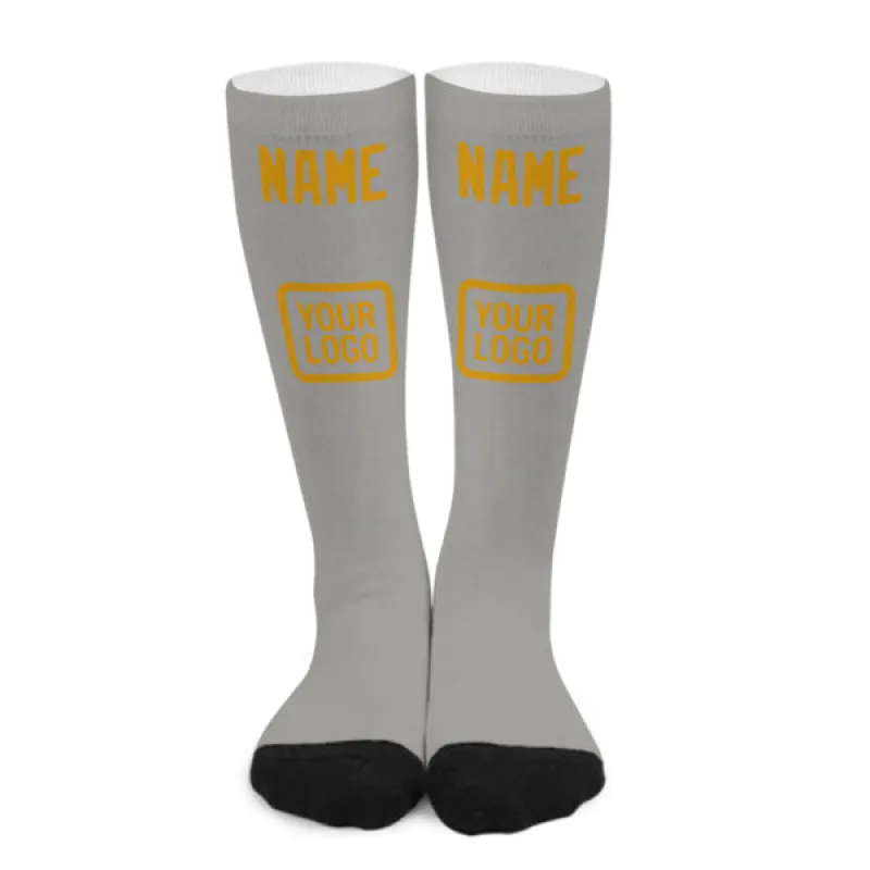 Custom Gray Yellow Knee-High Sock sold by Tailorly