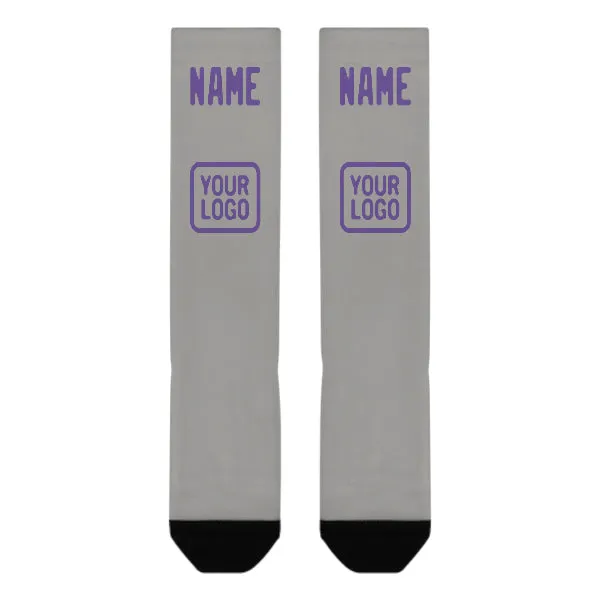 Custom Gray Light Purple Knee-High Sock sold by Tailorly product image thumbnail 2