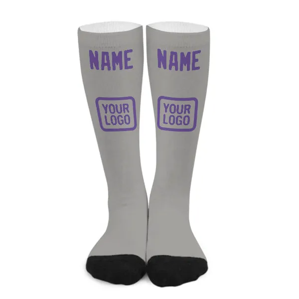Custom Gray Light Purple Knee-High Sock sold by Tailorly