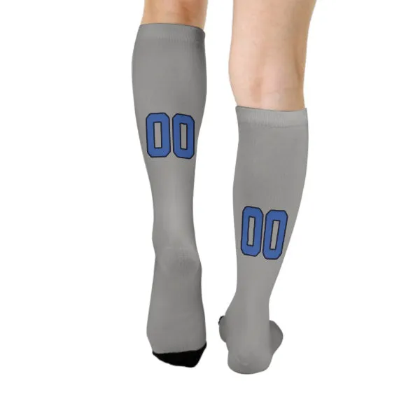 Custom Gray Sky Blue Knee-High Sock sold by Tailorly product image thumbnail 4