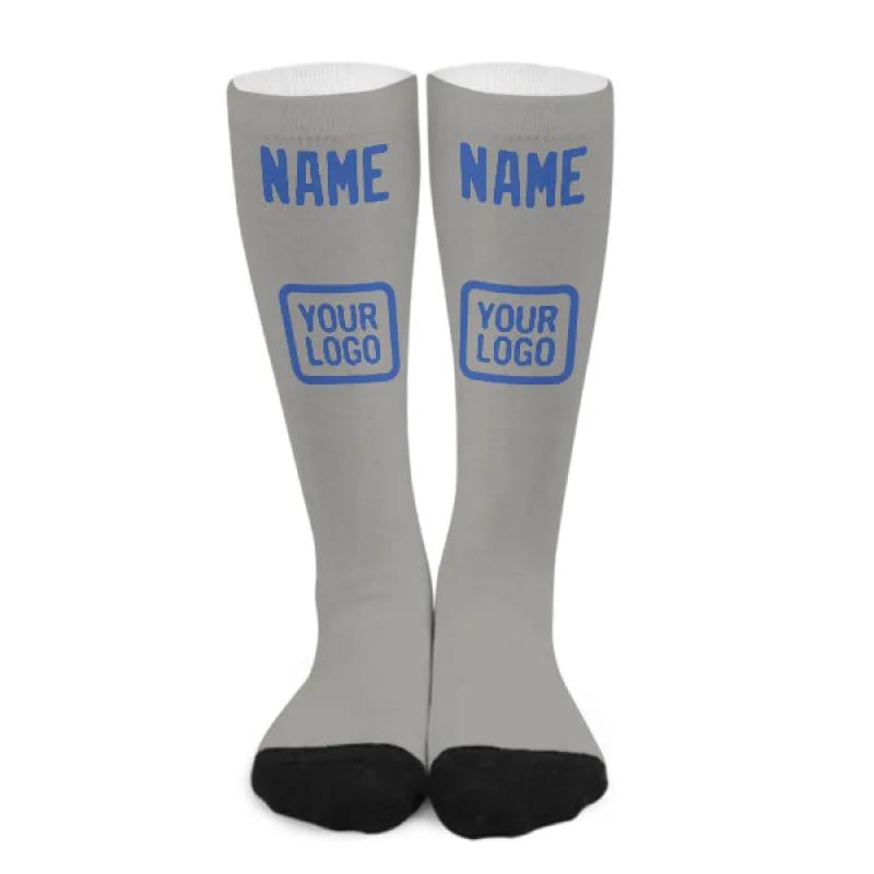Custom Gray Sky Blue Knee-High Sock sold by Tailorly