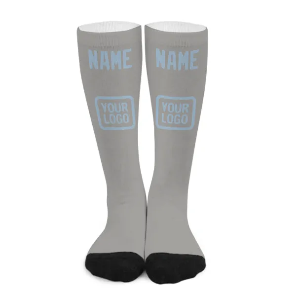 Custom Gray Light Blue Knee-High Sock sold by Tailorly