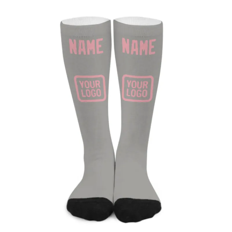 Custom Gray Light Pink Knee-High Sock sold by Tailorly