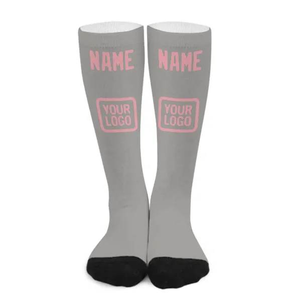 Custom Gray Light Pink Knee-High Sock sold by Tailorly