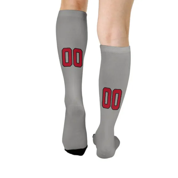 Custom Gray Red Knee-High Sock sold by Tailorly product image thumbnail 4