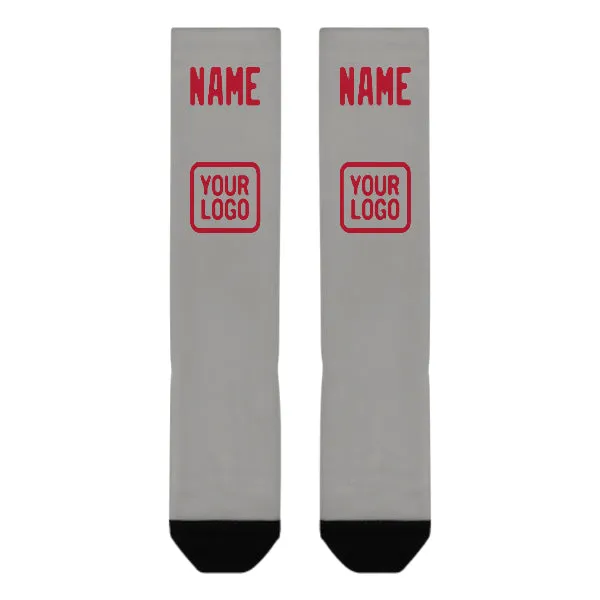 Custom Gray Red Knee-High Sock sold by Tailorly product image thumbnail 2