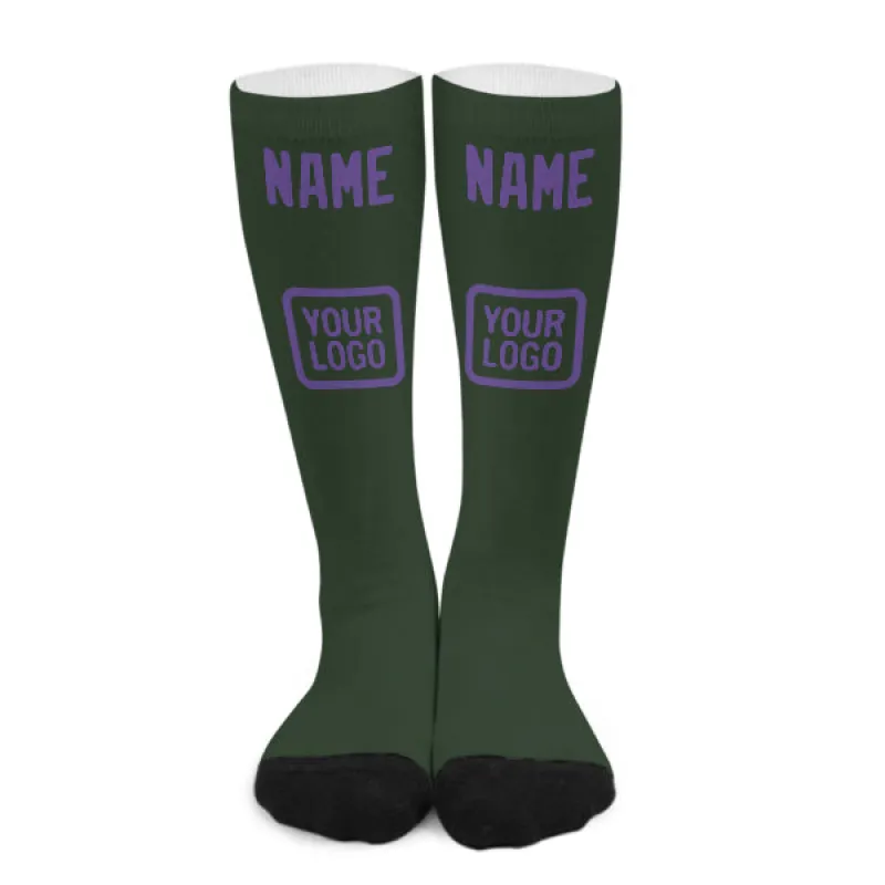 Custom Dark Green Light Purple Knee-High Sock sold by Tailorly