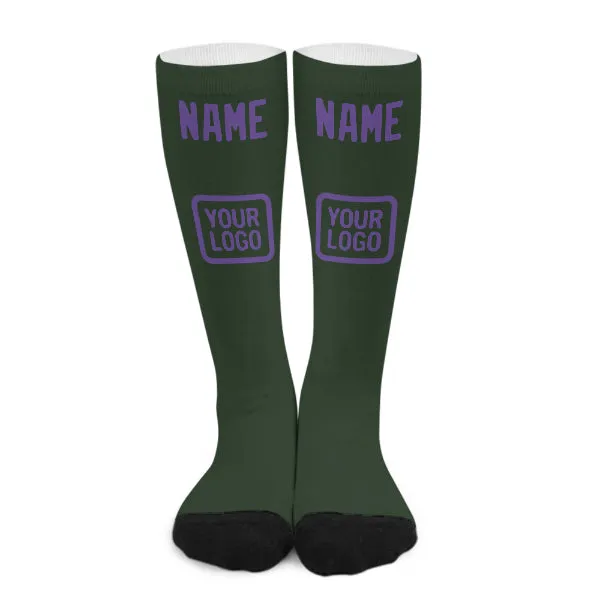 Custom Dark Green Light Purple Knee-High Sock sold by Tailorly
