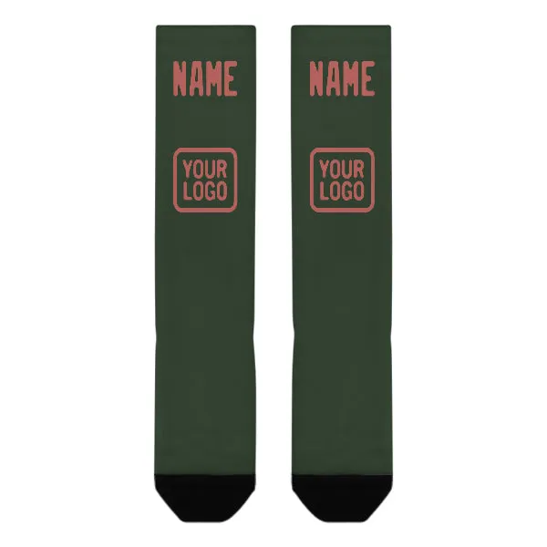 Custom Dark Green Copper Rose Knee-High Sock sold by Tailorly product image thumbnail 2