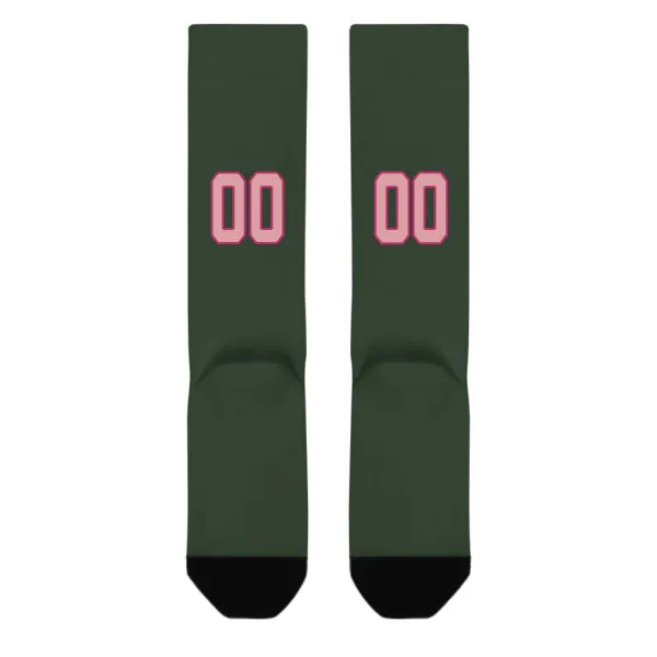 Custom Dark Green Light Pink Knee-High Sock sold by Tailorly product image thumbnail 3