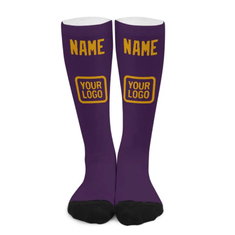 Custom Purple Yellow Knee-High Sock sold by Tailorly