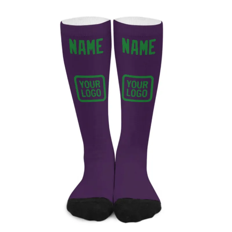Custom Purple Emerald Green Knee-High Sock sold by Tailorly