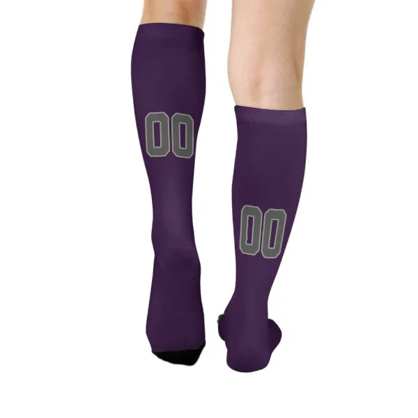 Custom Purple Dark Grey Knee-High Sock sold by Tailorly product image thumbnail 4