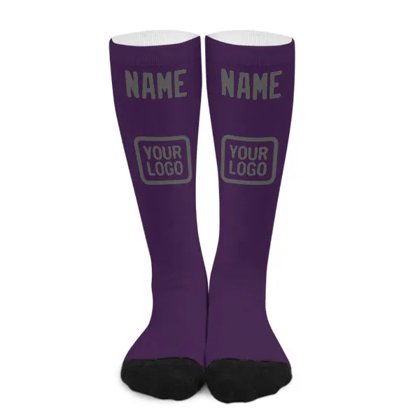 Custom Purple Dark Grey Knee-High Sock sold by Tailorly