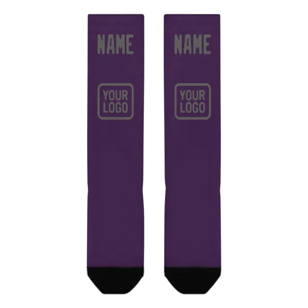 Custom Purple Dark Grey Knee-High Sock sold by Tailorly product image thumbnail 2