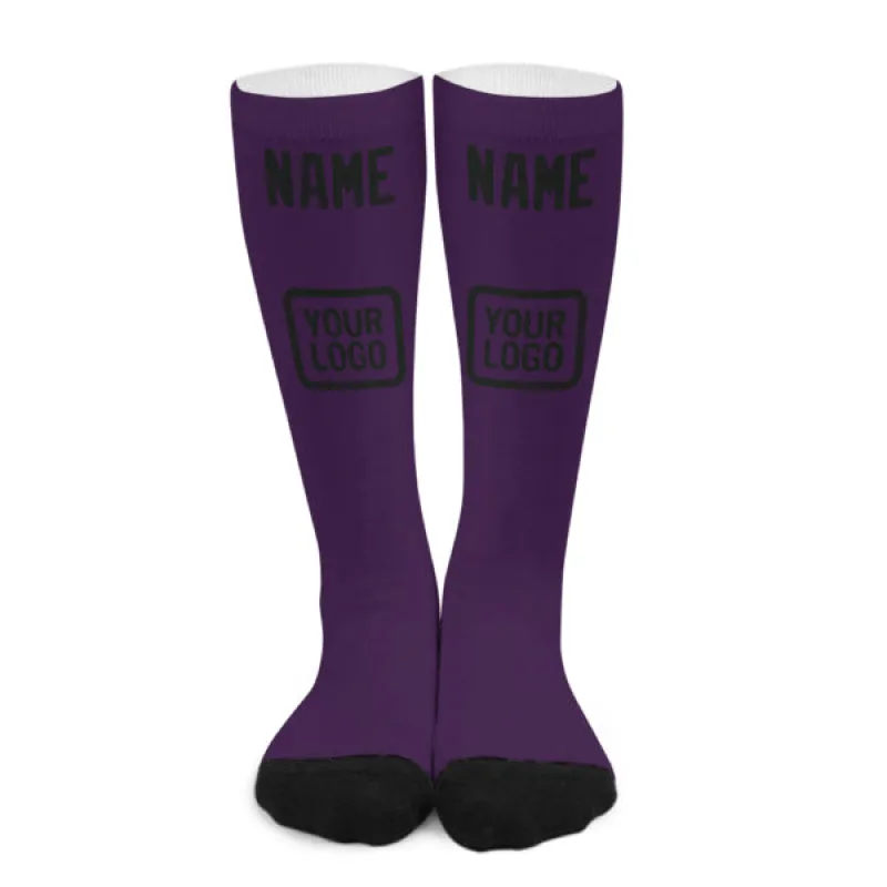 Custom Purple Black Knee-High Sock sold by Tailorly
