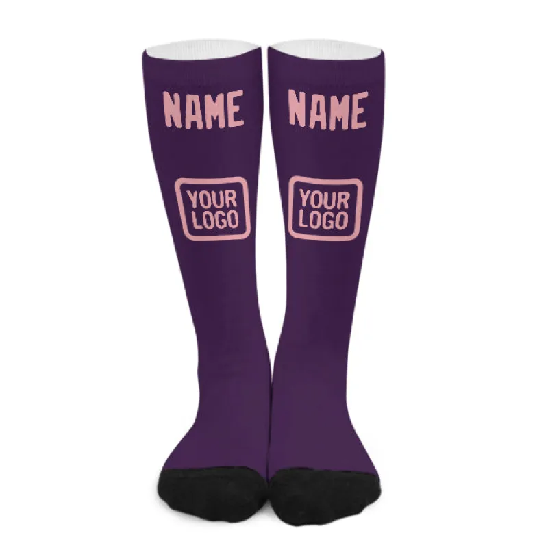 Custom Purple Light Pink Knee-High Sock sold by Tailorly