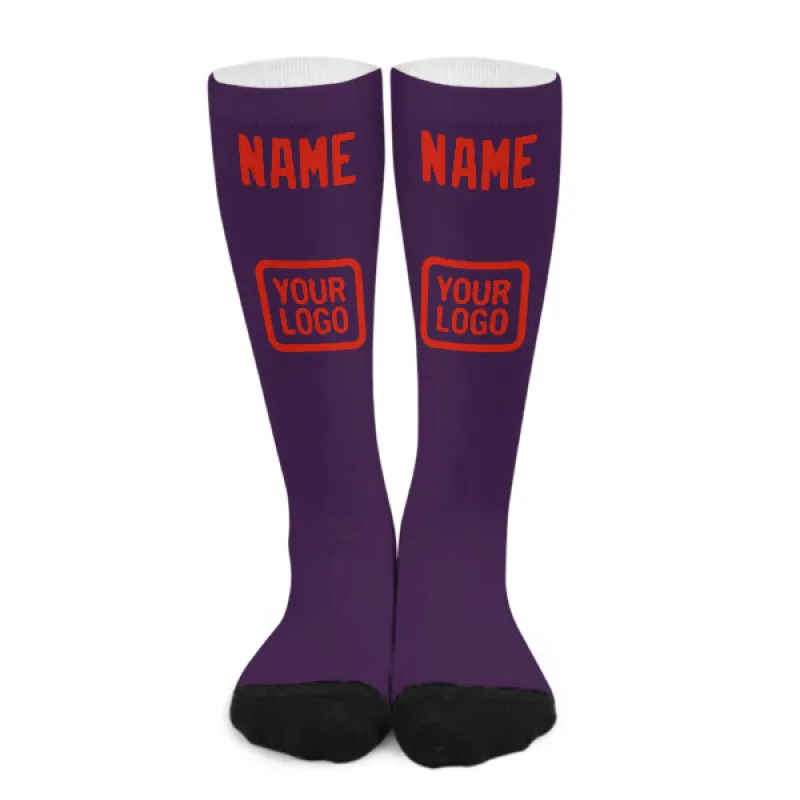 Custom Purple Orange Red Knee-High Sock sold by Tailorly