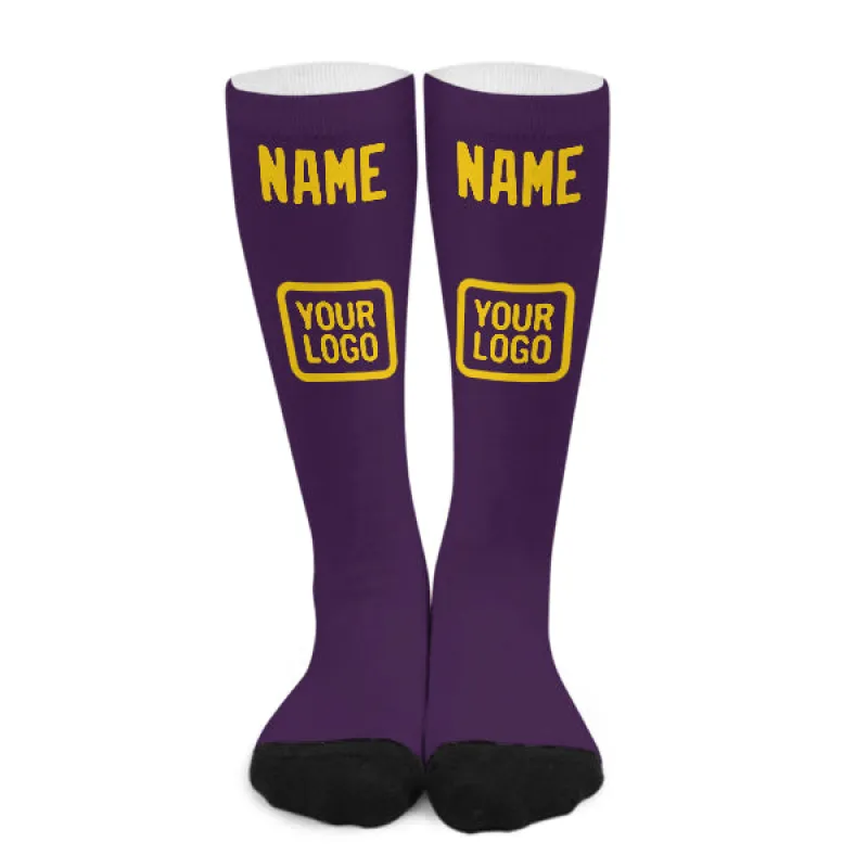 Custom Purple Gold Knee-High Sock sold by Tailorly