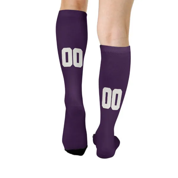 Custom Purple White Knee-High Sock sold by Tailorly product image thumbnail 4